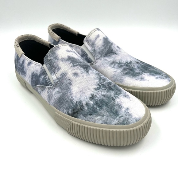 NEW All Saints Men’s Manny Canvas Slip-Ons Sneakers Tie Dye Grey 8M (41)